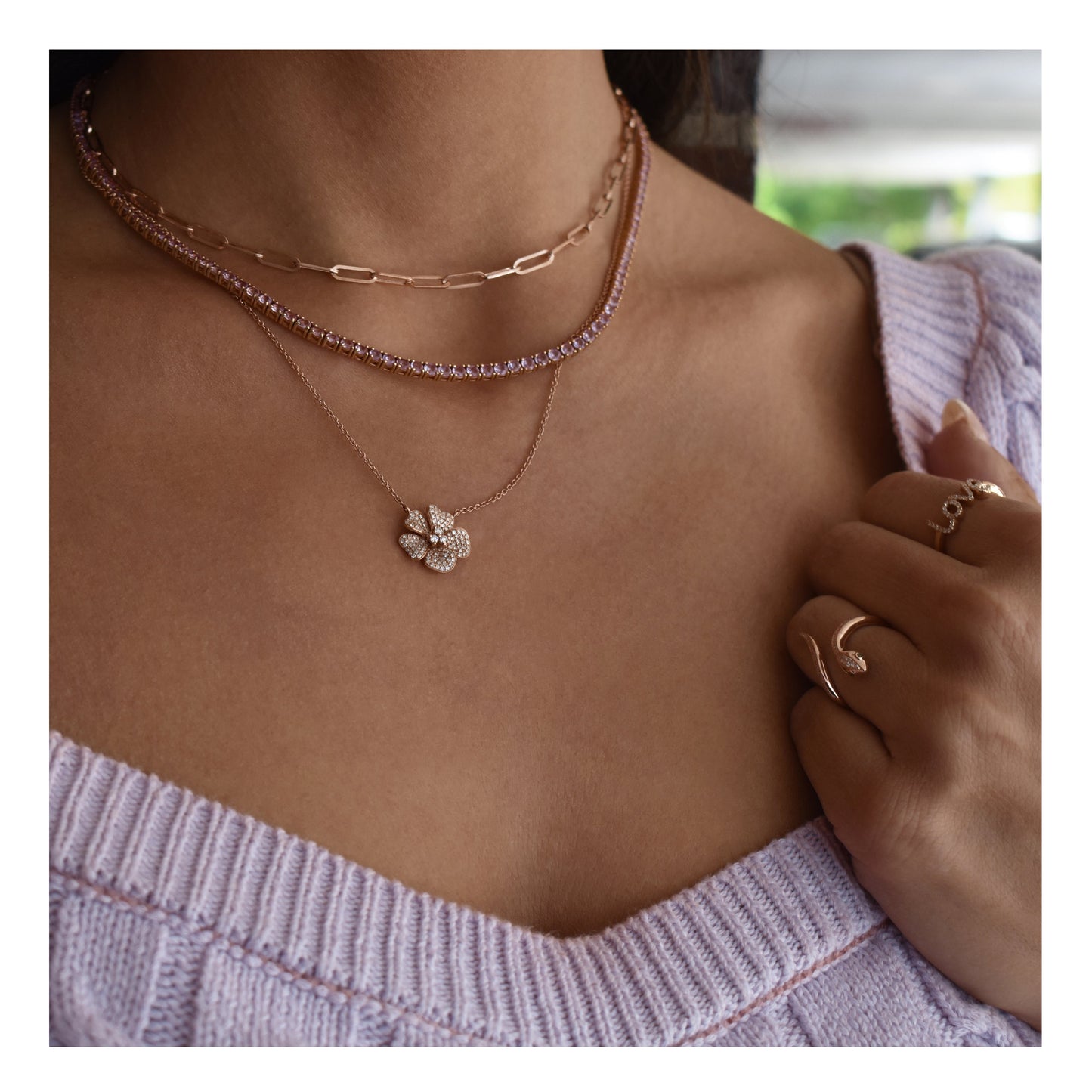 14k Gold & Diamond Flower Necklace - 0.40ct