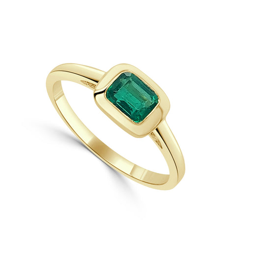 14k Gold & Green Emerald Ring - 0.60ct