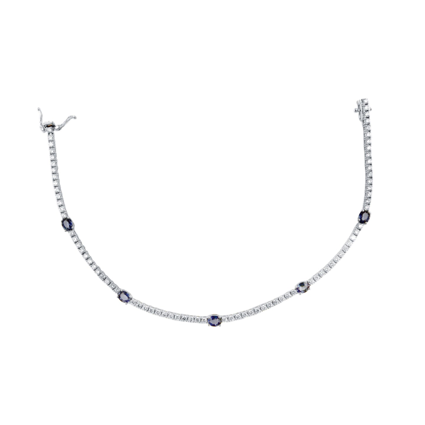 14k Gold Diamond & Sapphire Tennis Bracelet