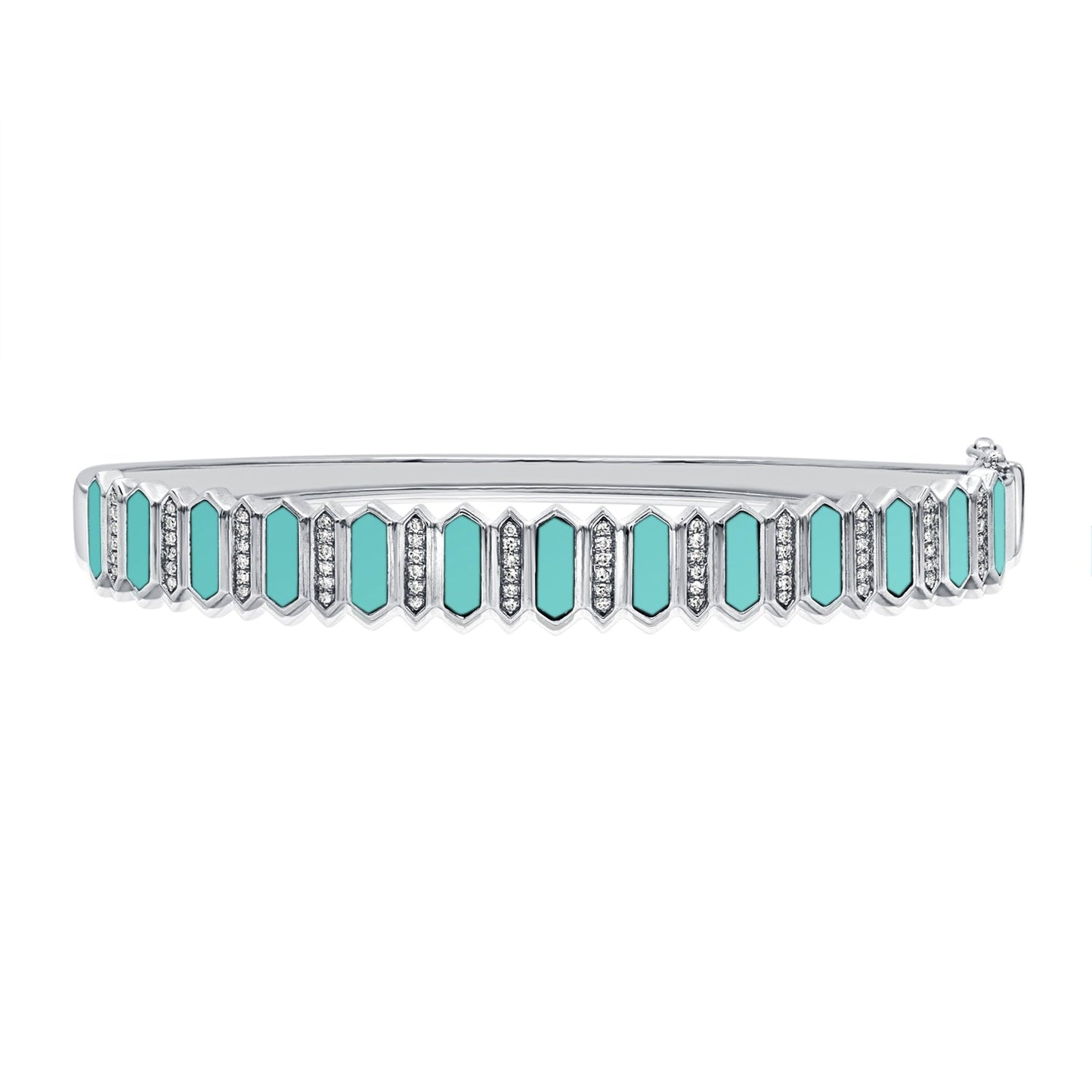 14K Gold Turquoise & Diamond Bangle