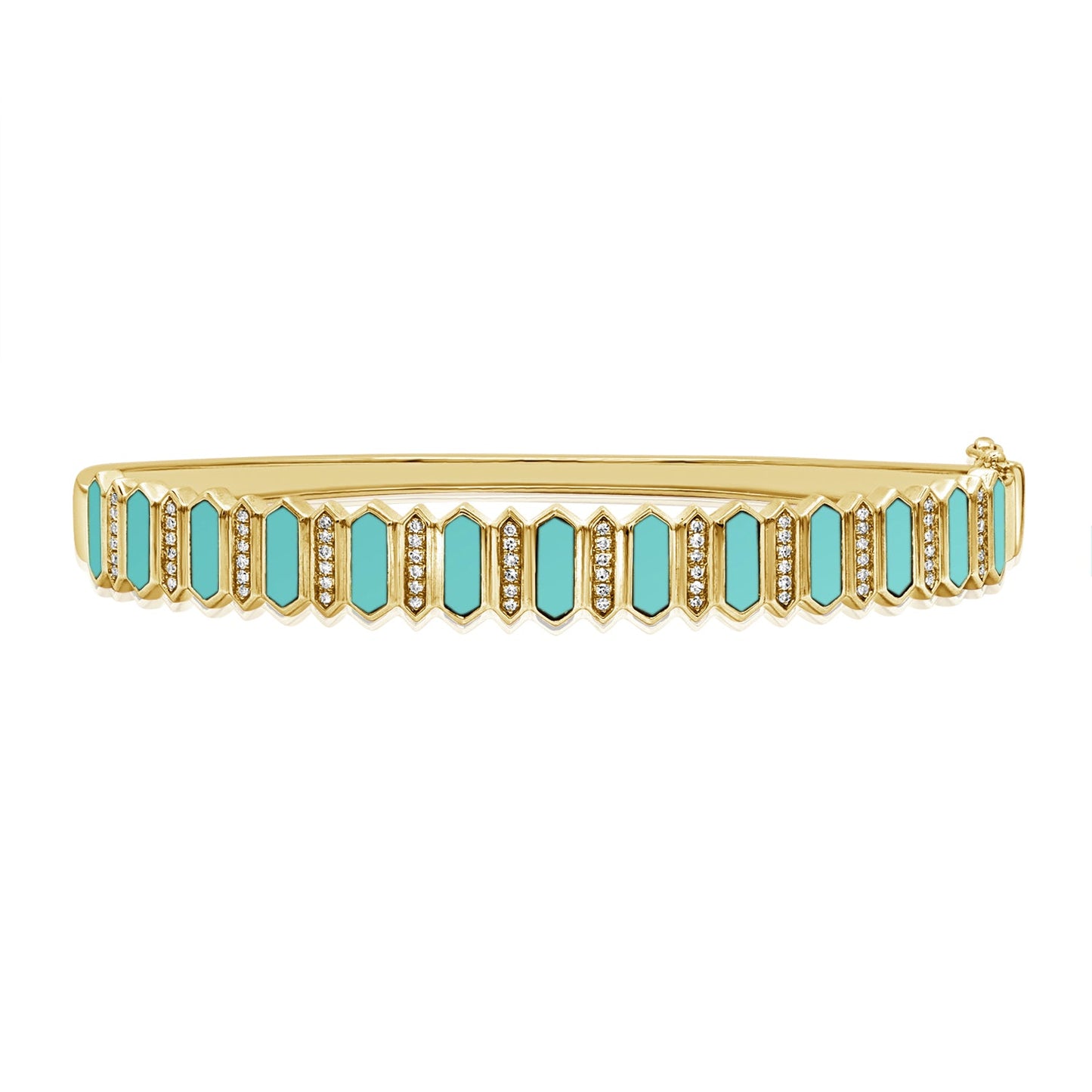 14K Gold Turquoise & Diamond Bangle