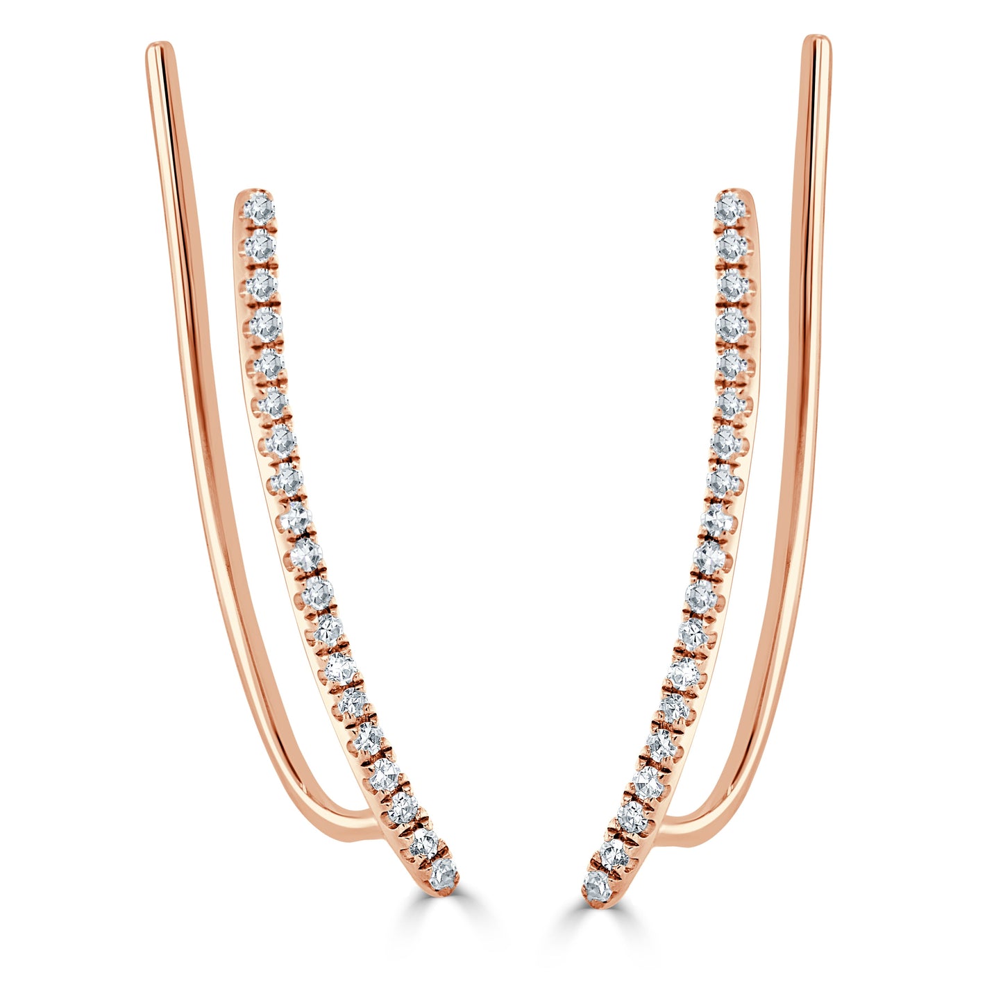 14k Gold & Diamond Ear Climber Earrings - 0.12ct