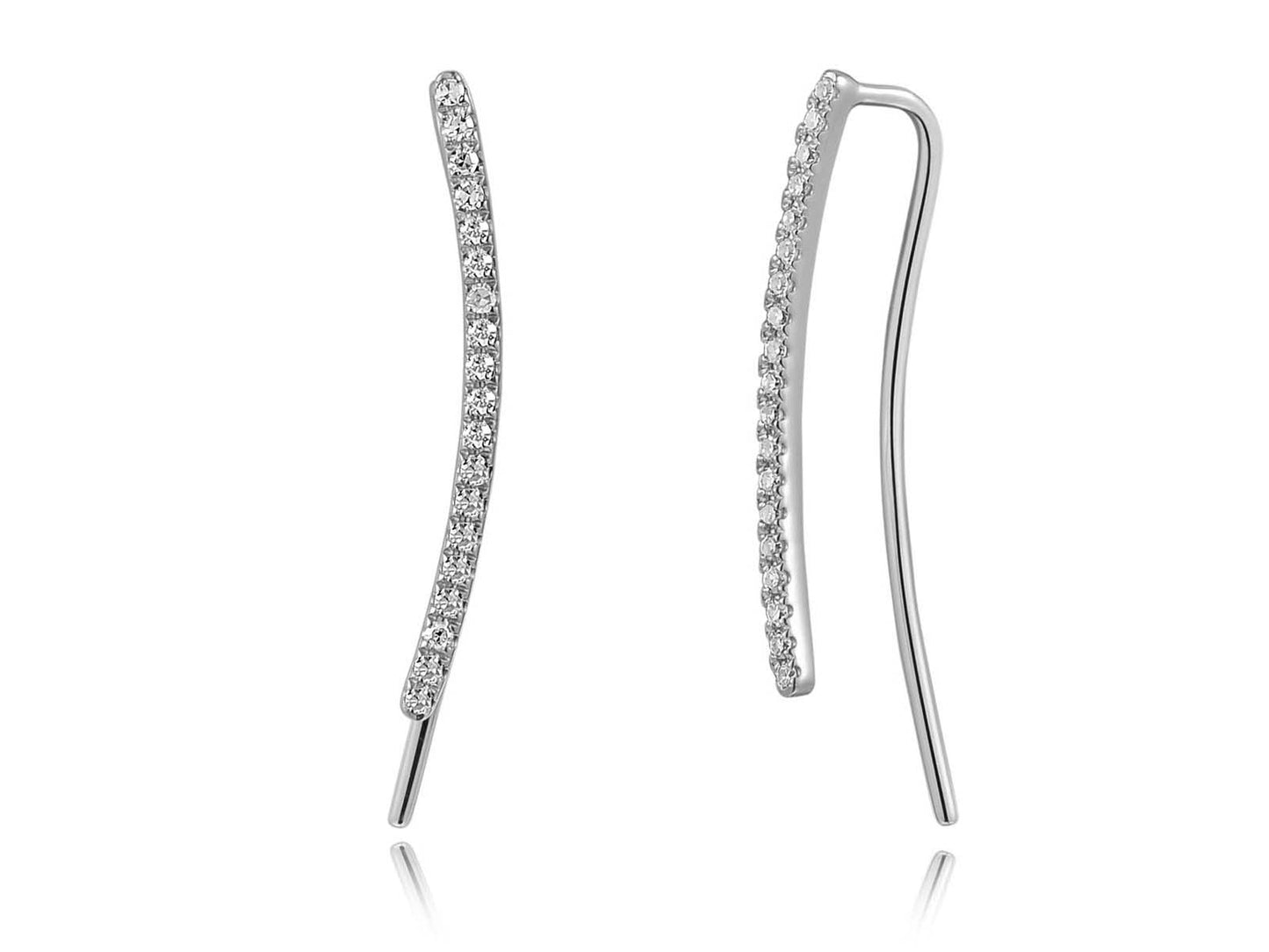 14k Gold & Diamond Ear Climber Earrings - 0.12ct