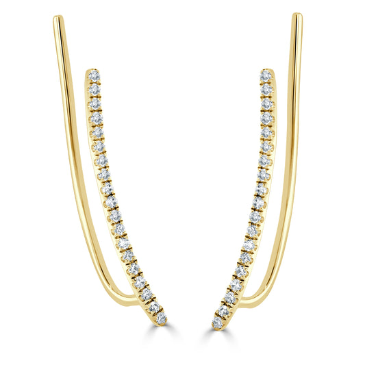 14k Gold & Diamond Ear Climber Earrings - 0.12ct