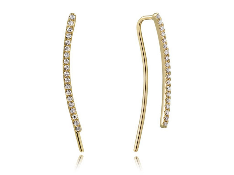 14k Gold & Diamond Ear Climber Earrings - 0.12ct