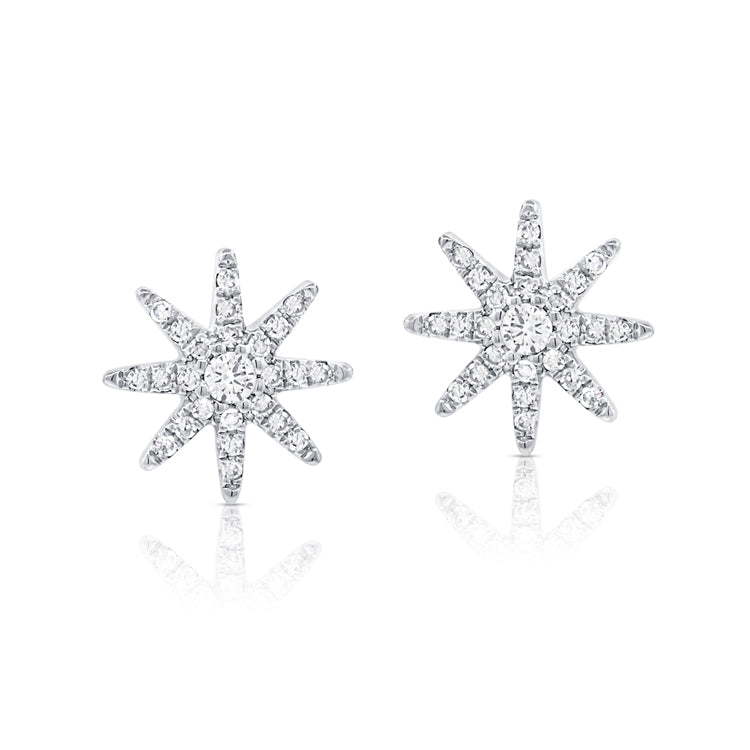 14K Gold & Diamond Star Stud Earrings - 0.21ct