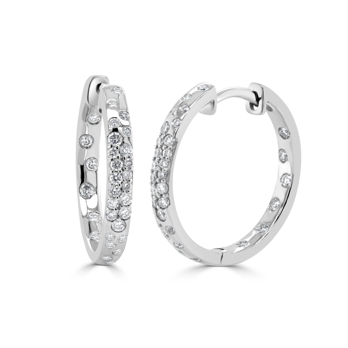 14K Gold Diamond Sprinkle Hoop Earrings - 0.49ct