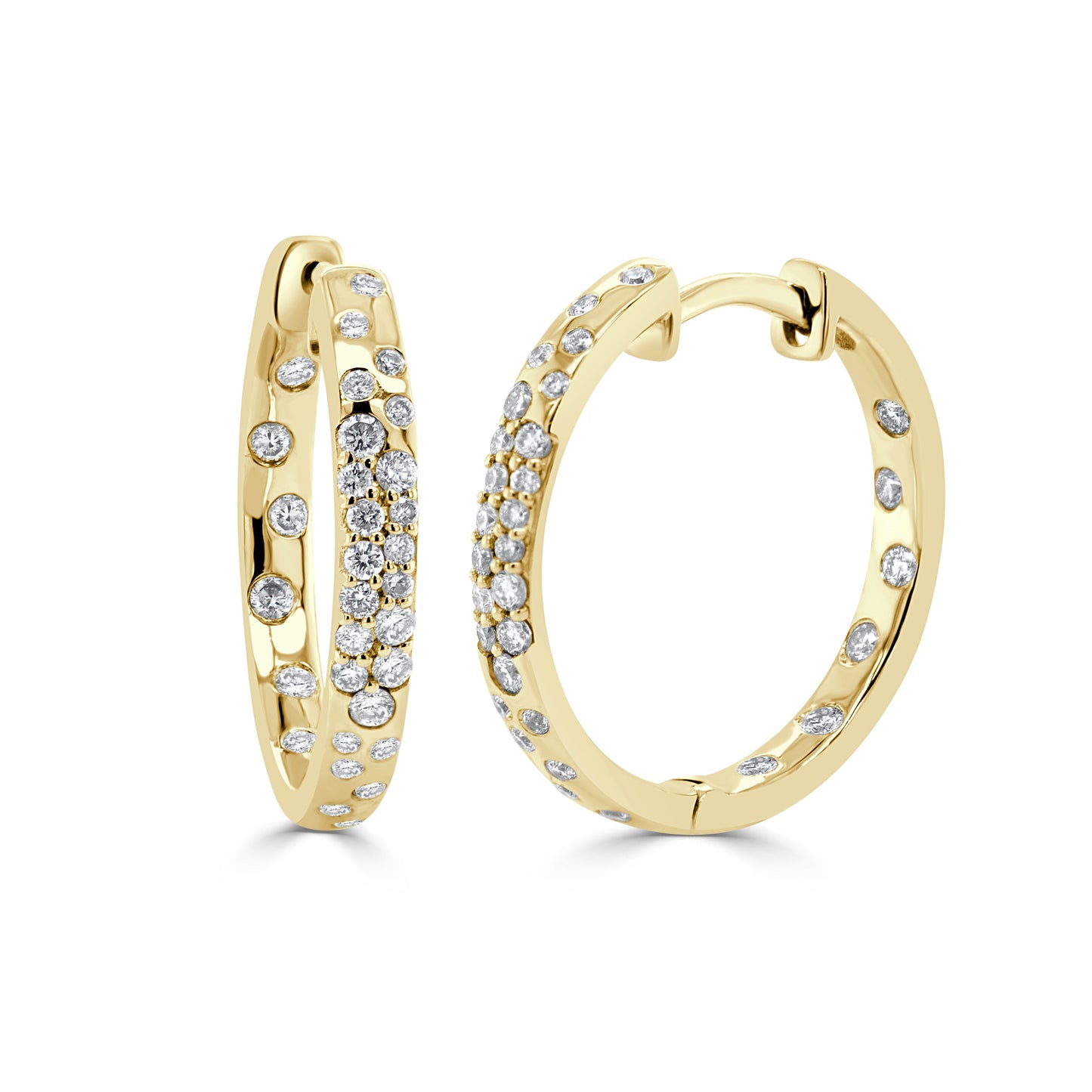 14K Gold Diamond Sprinkle Hoop Earrings - 0.49ct