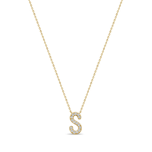 14K Gold & Diamond Initial Necklace - 0.23ct