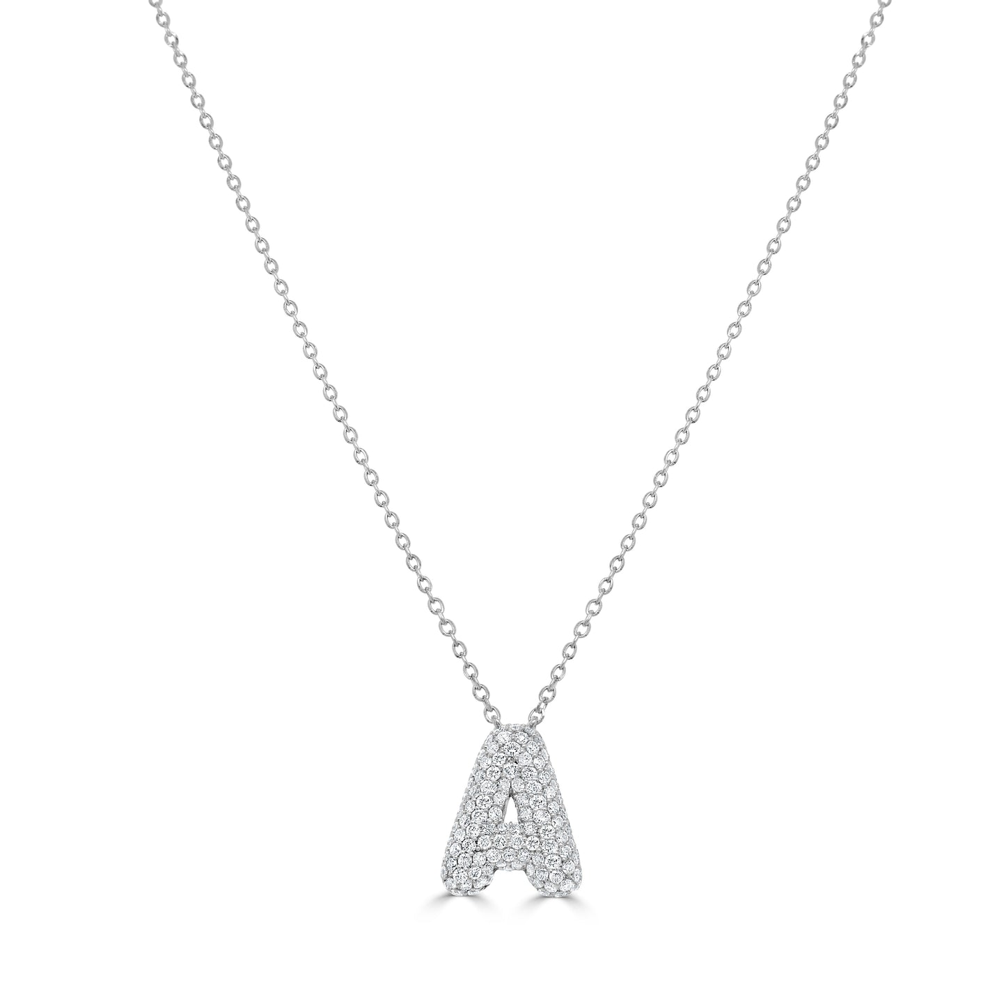 14K Gold Pave Diamond Initial Necklace - 0.51ct