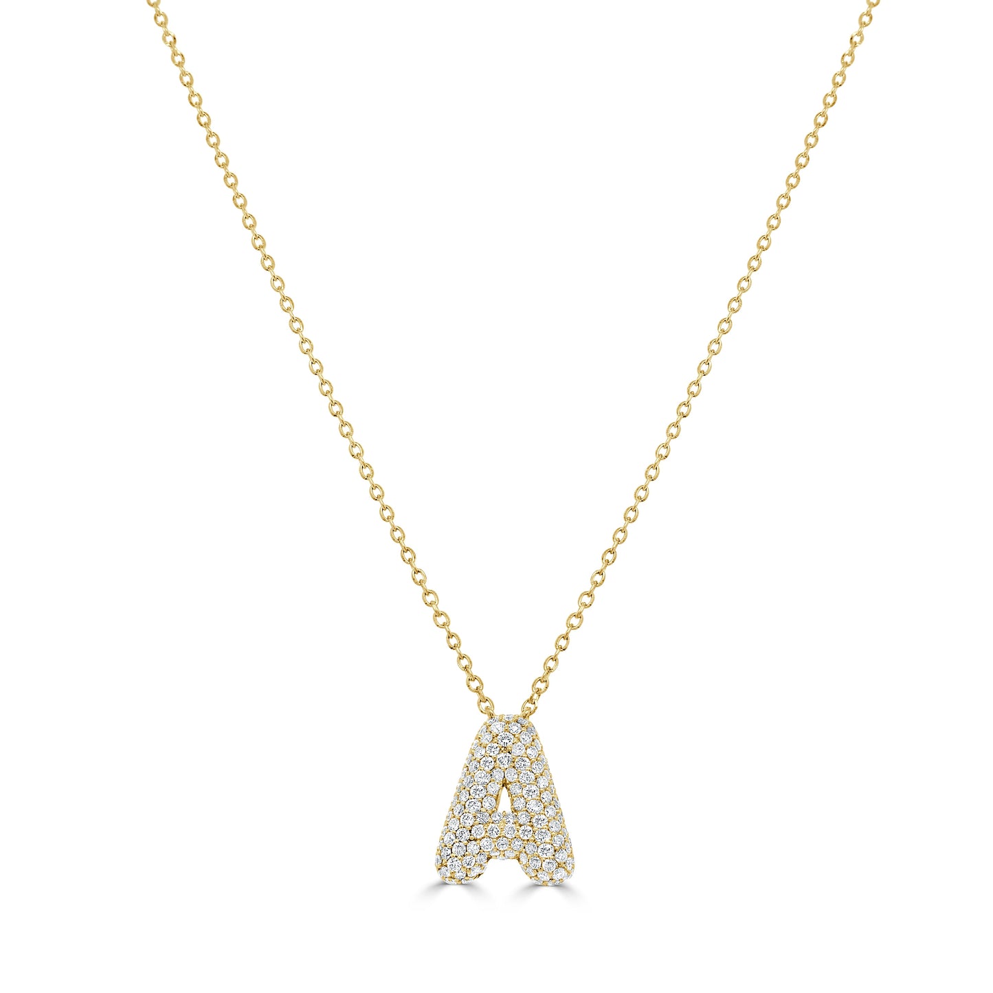 14K Gold Pave Diamond Initial Necklace - 0.51ct