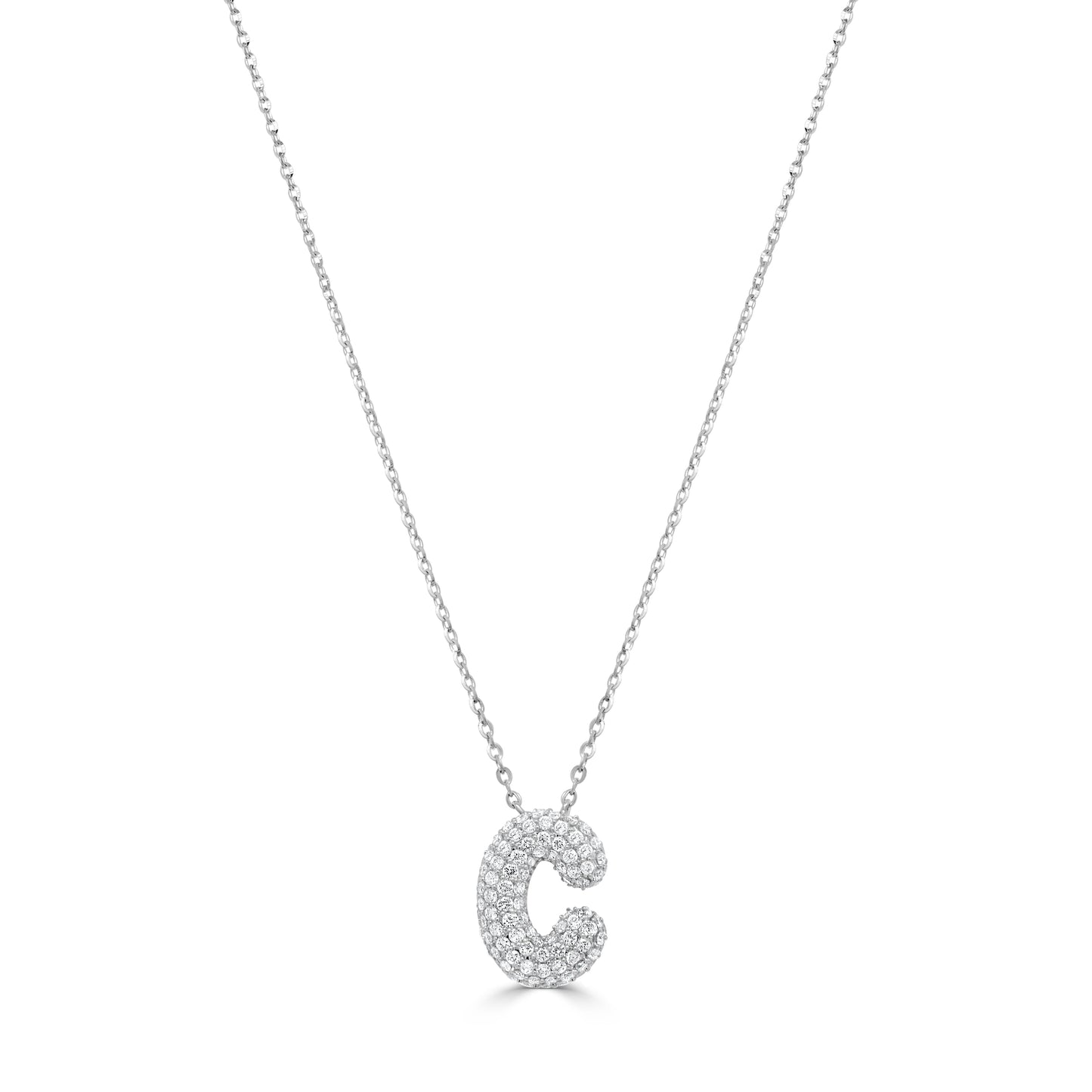 14K Gold Pave Diamond Initial Necklace - 0.46ct
