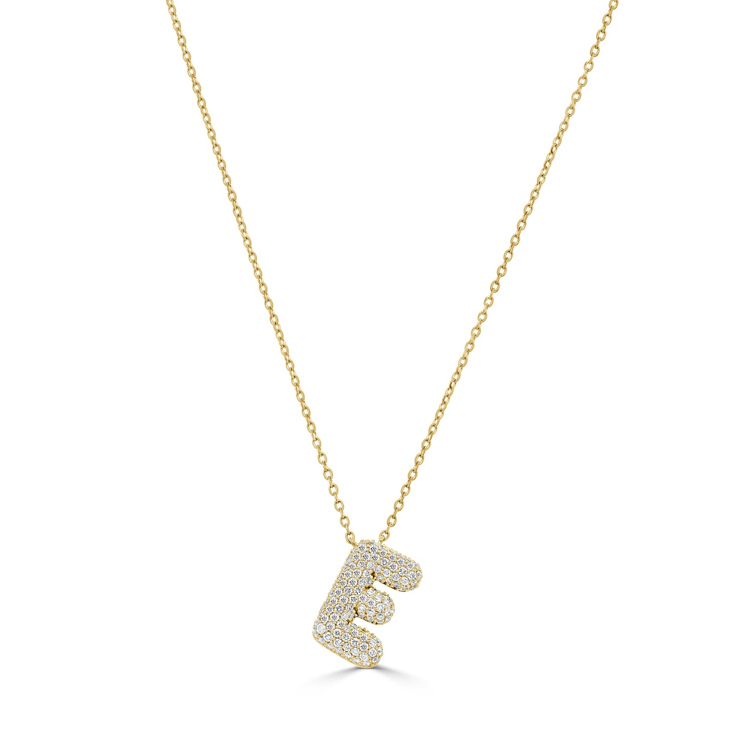 14K Gold Pave Diamond Initial Necklace - 0.45