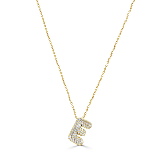 14K Gold Pave Diamond Initial Necklace - 0.45