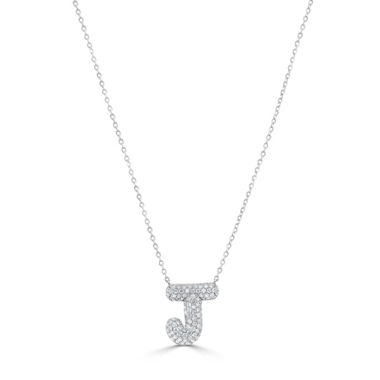 14K Gold Pave Diamond Initial Necklace - 0.50ct