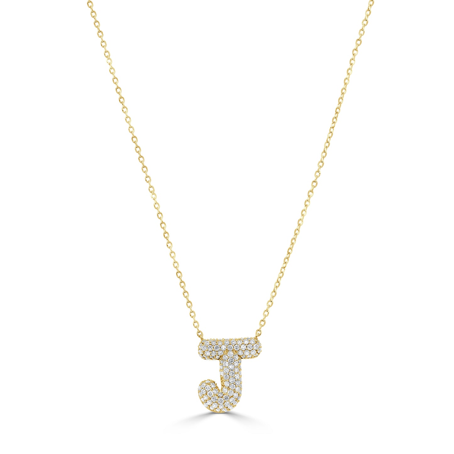 14K Gold Pave Diamond Initial Necklace - 0.50ct
