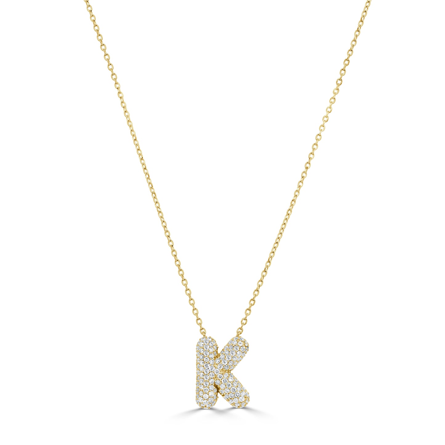 14K Gold Pave Diamond Initial Necklace - 0.50