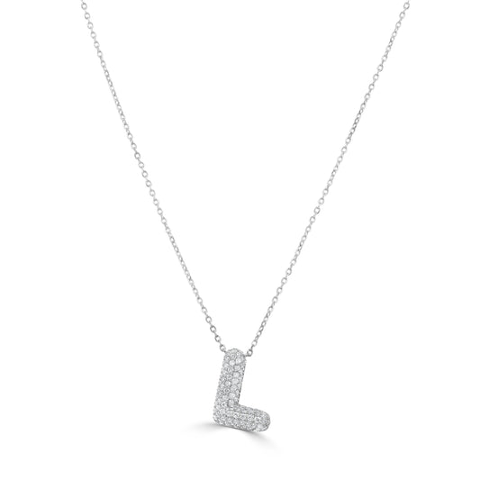 14K Gold Pave Diamond Initial Necklace - 0.41ct