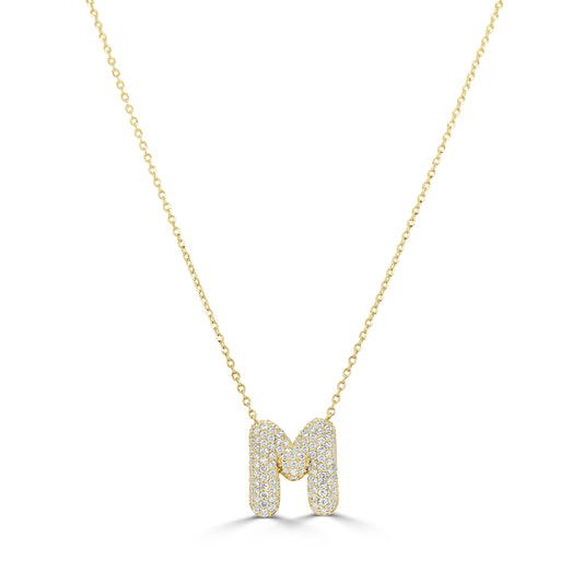 14K Gold Pave Diamond Initial Necklace - 0.50ct