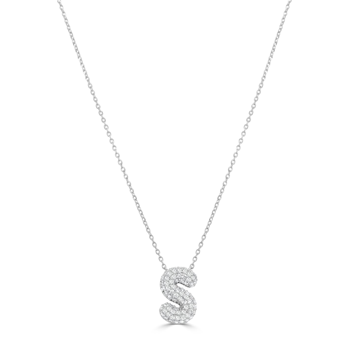14K Gold Pave Diamond Initial Necklace - 0.44ct