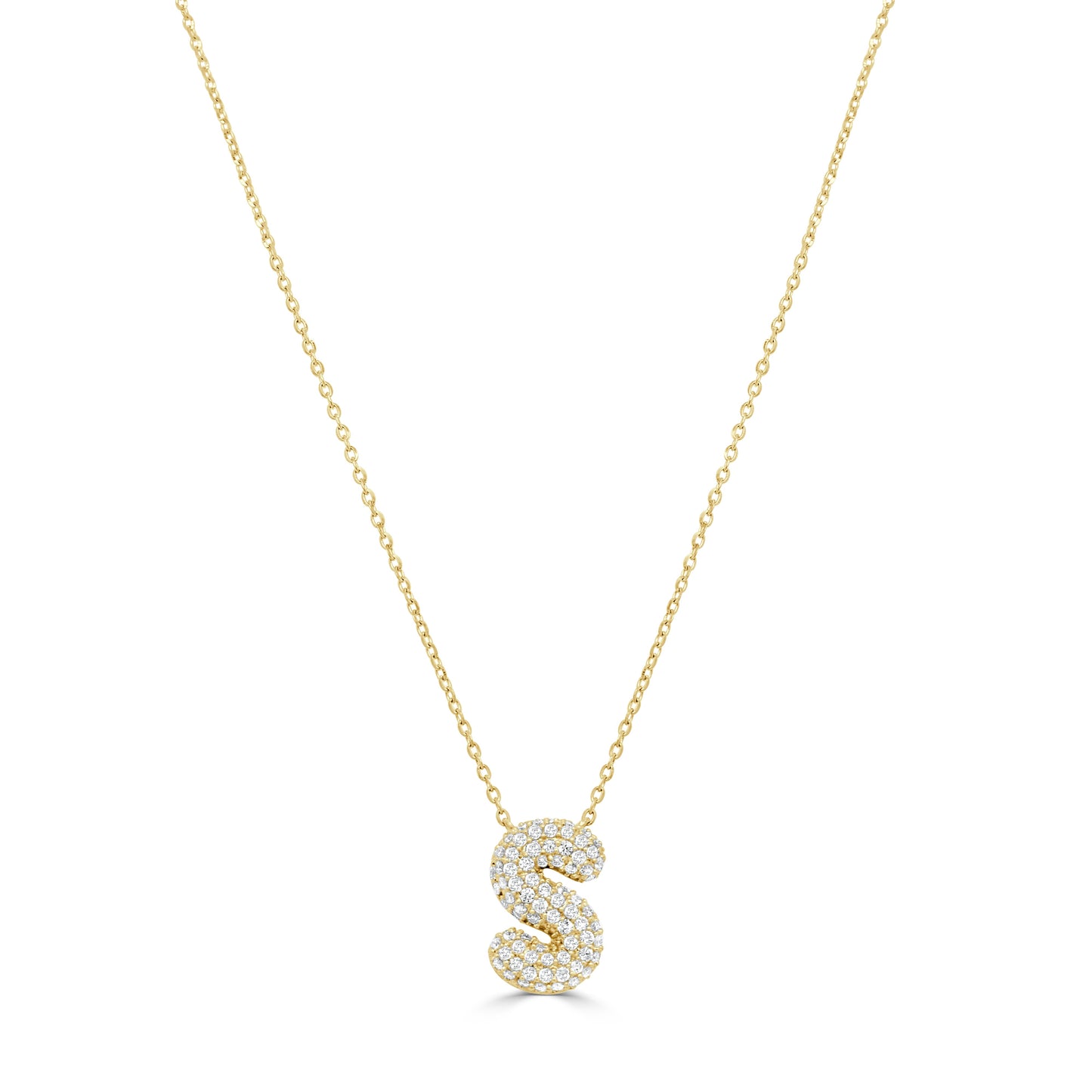 14K Gold Pave Diamond Initial Necklace - 0.44ct