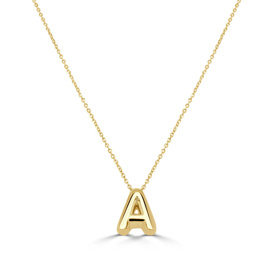 14K Gold Bubble Initial Necklace