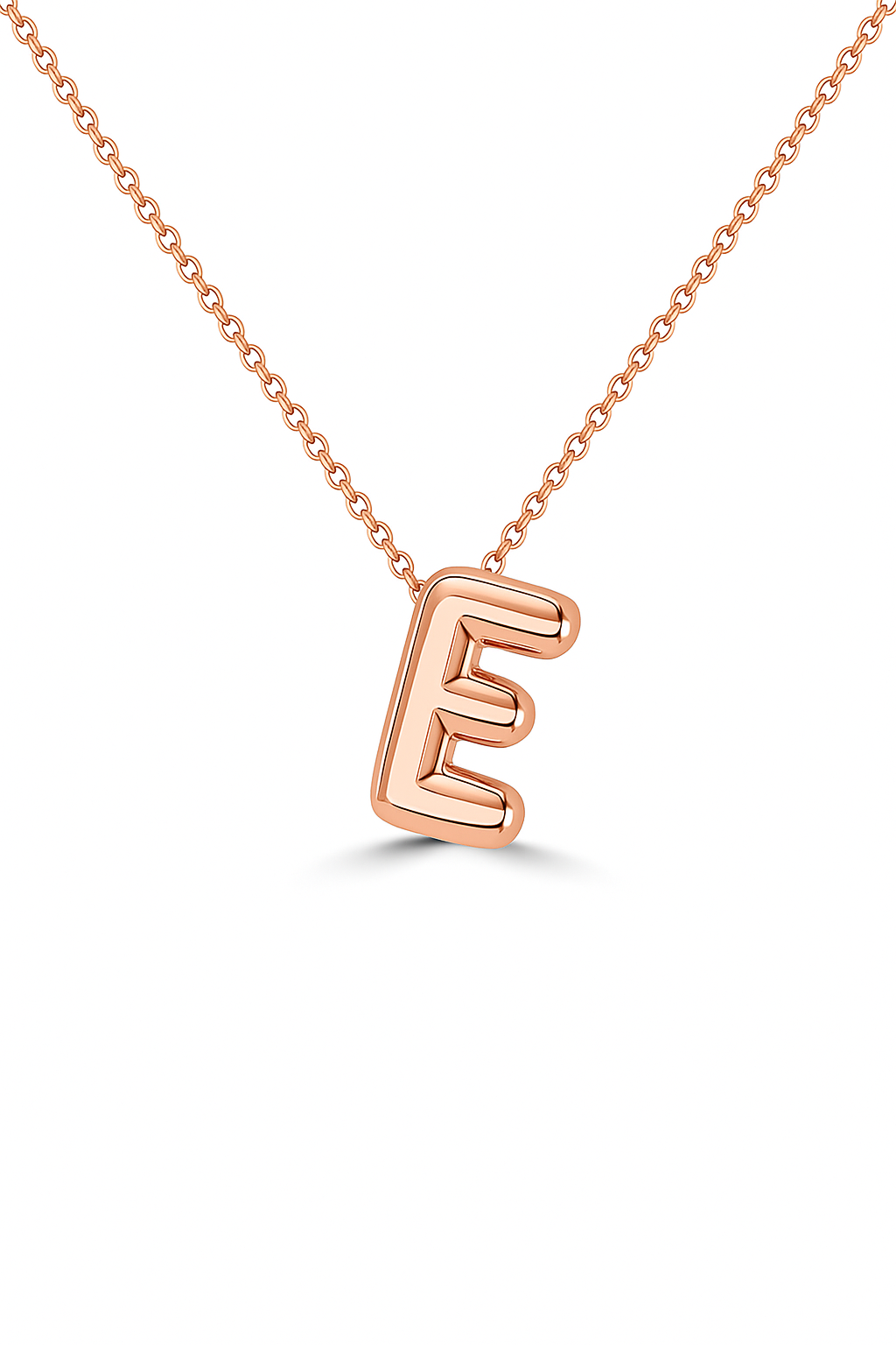 14K Gold Bubble Inital Necklace