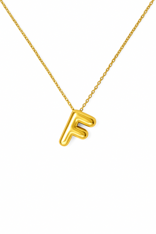 14K Gold Bubble Initial Necklace