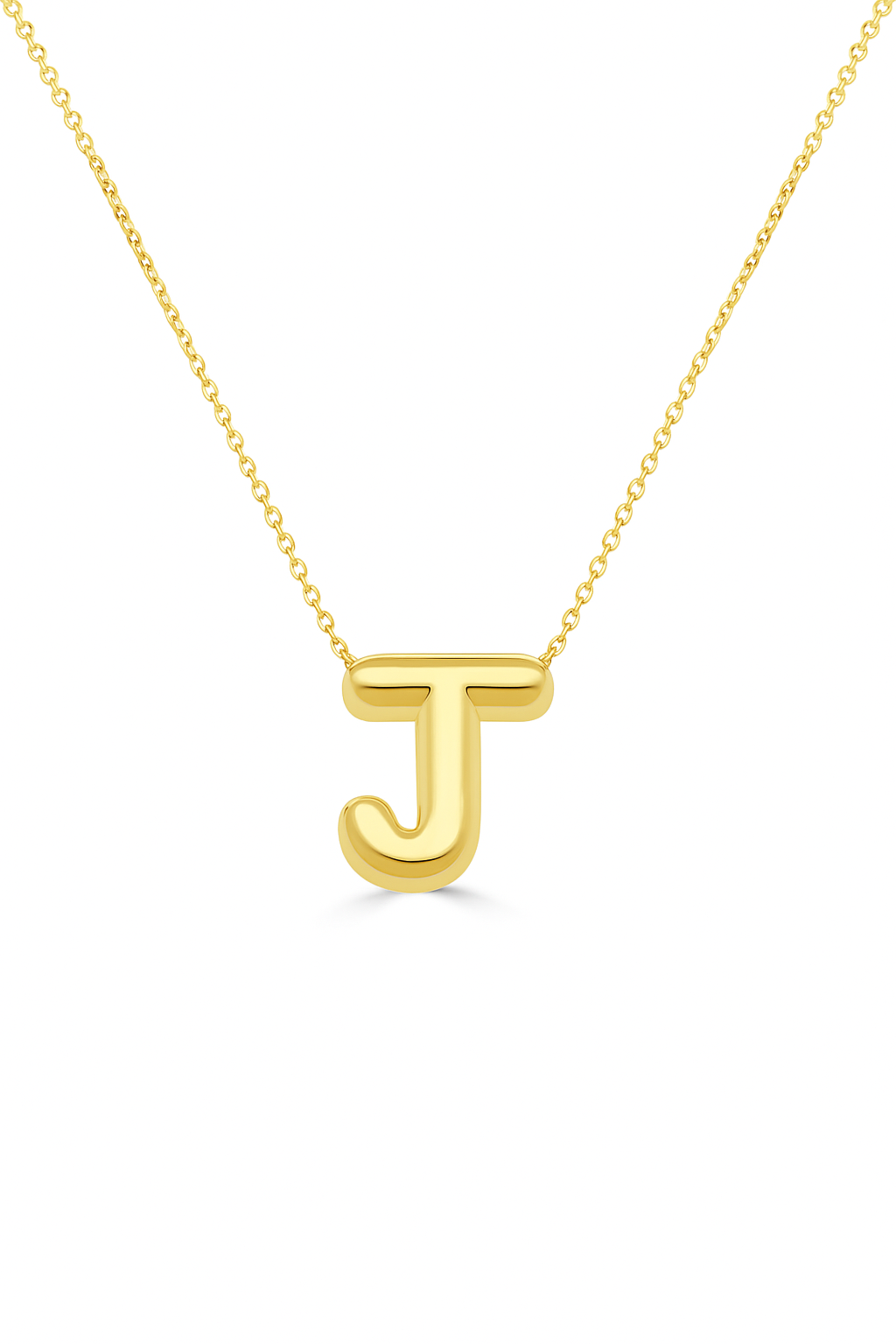 14K Gold Bubble Initial Necklace
