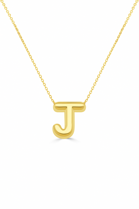 14K Gold Bubble Initial Necklace