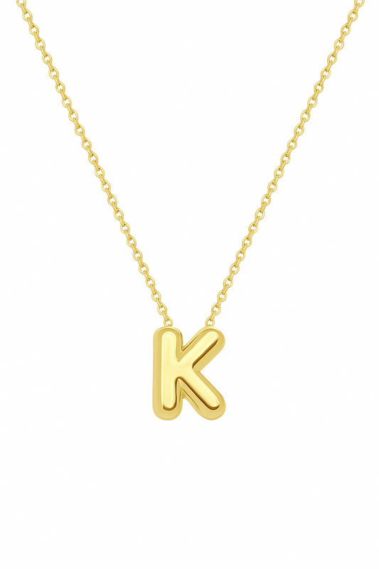 14K Gold Bubble Inital Necklace