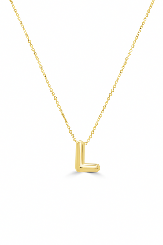 14K Gold Bubble Initial Necklace