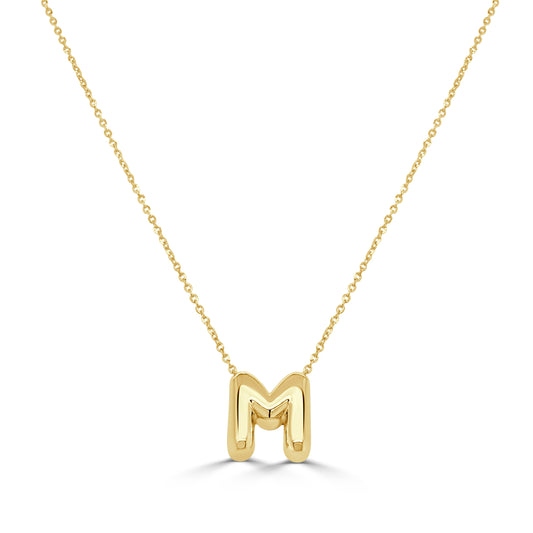 14K Gold Bubble Inital Necklaces