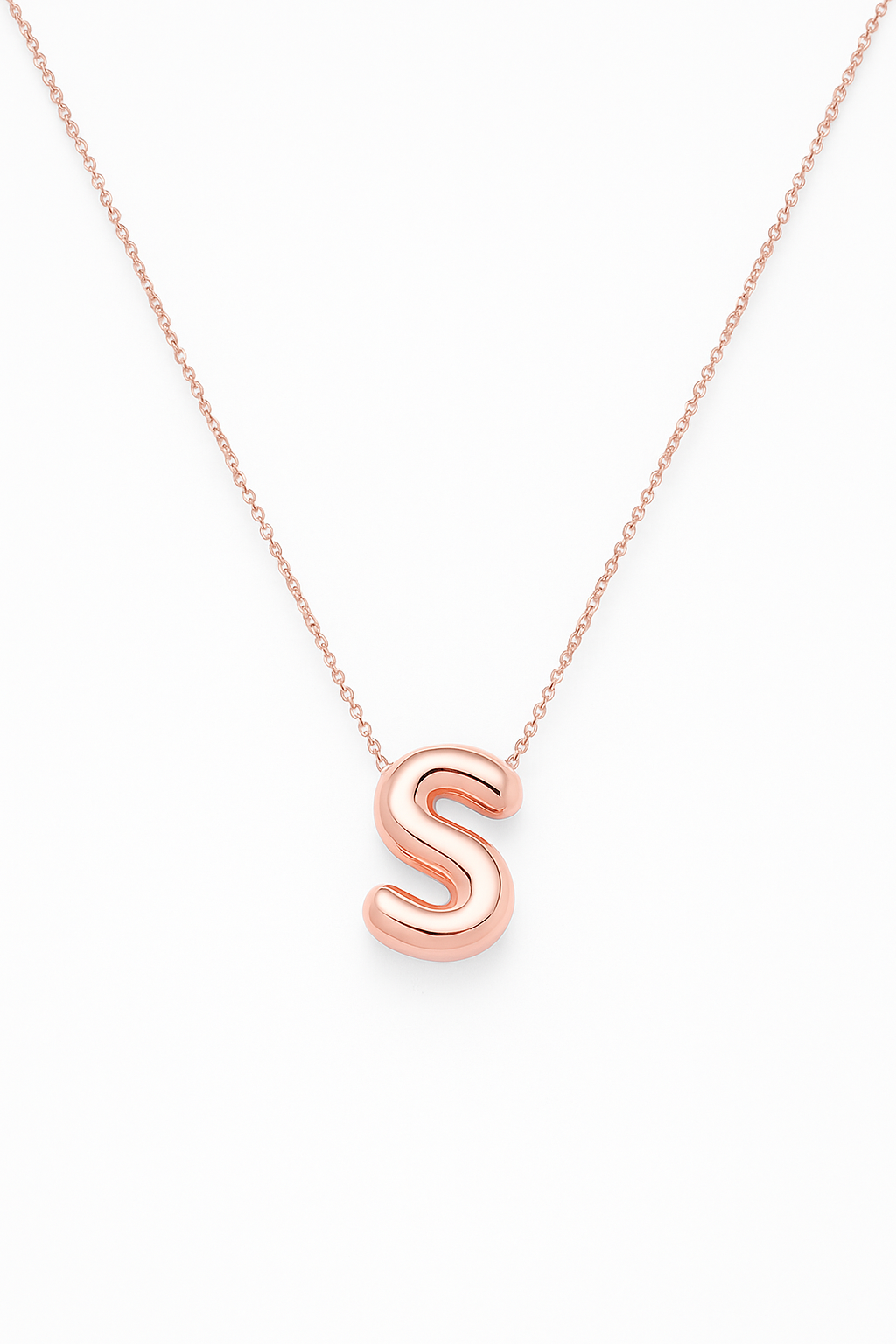 14K Gold Bubble Initial Necklace
