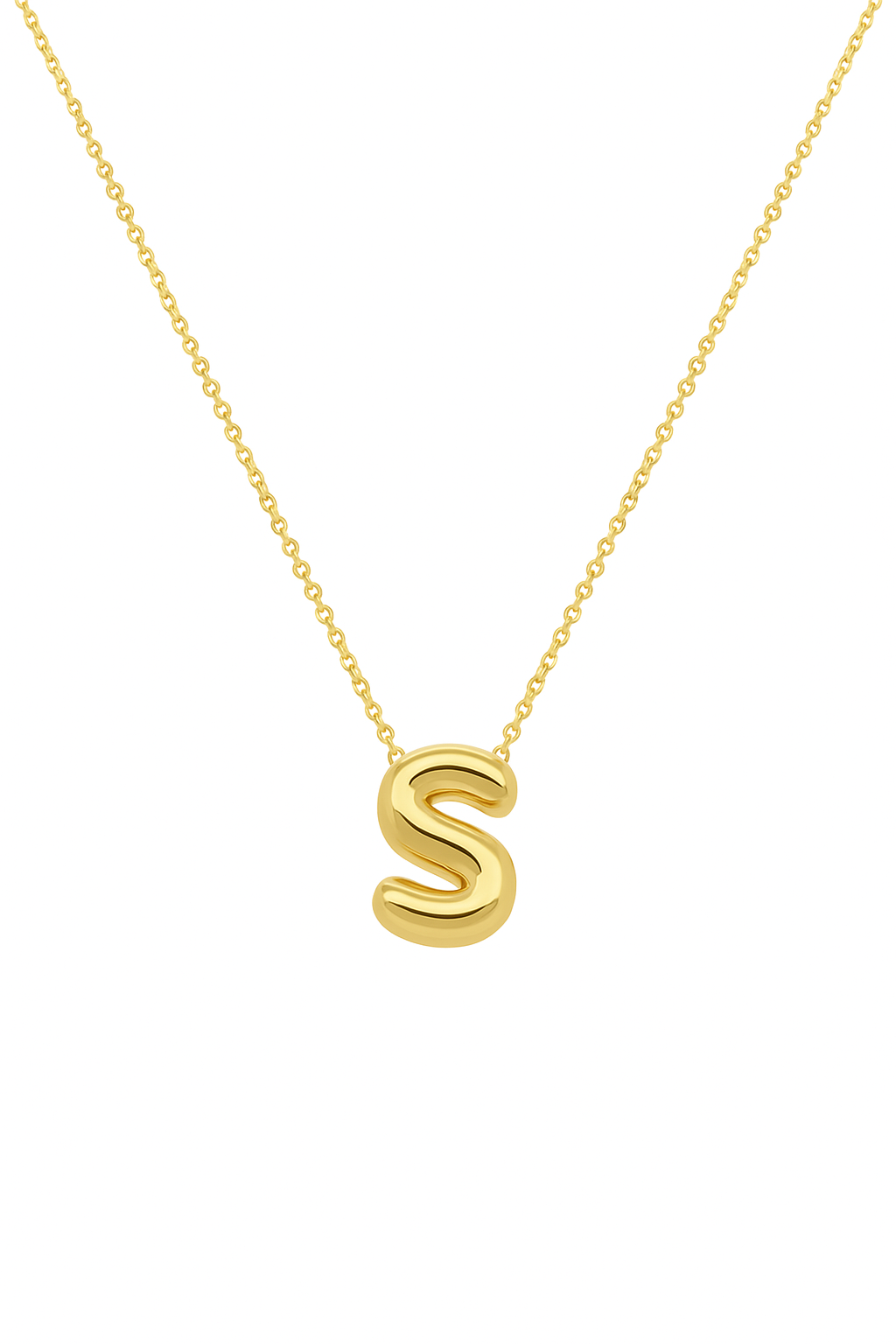 14K Gold Bubble Initial Necklace