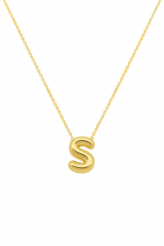 14K Gold Bubble Initial Necklace