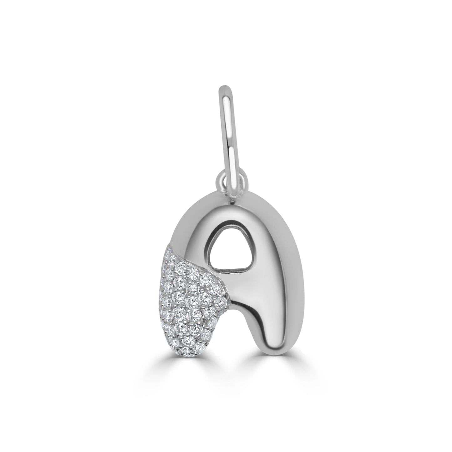 14K Gold & Diamond Asymmetric Bubble Initial Charm - 0.16ct