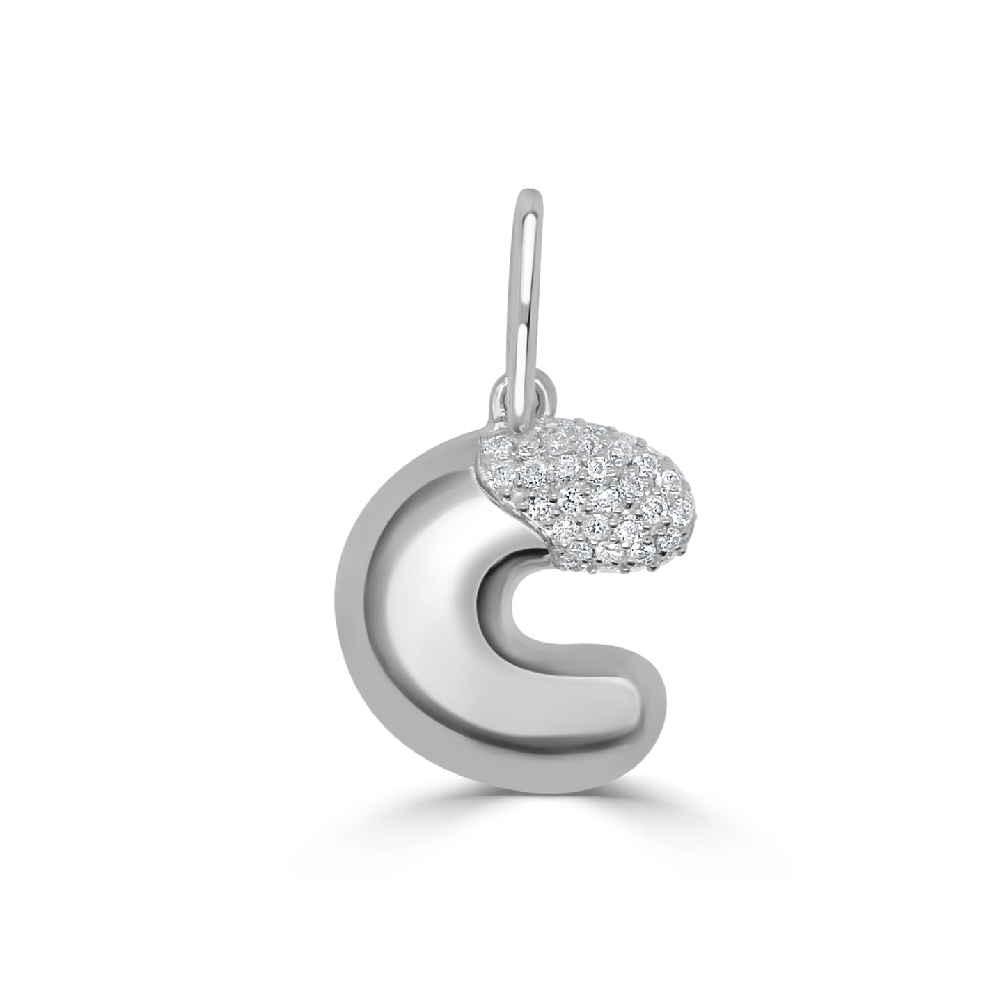 14K Gold & Diamond Asymmetric Bubble Initial Charm - 0.13ct