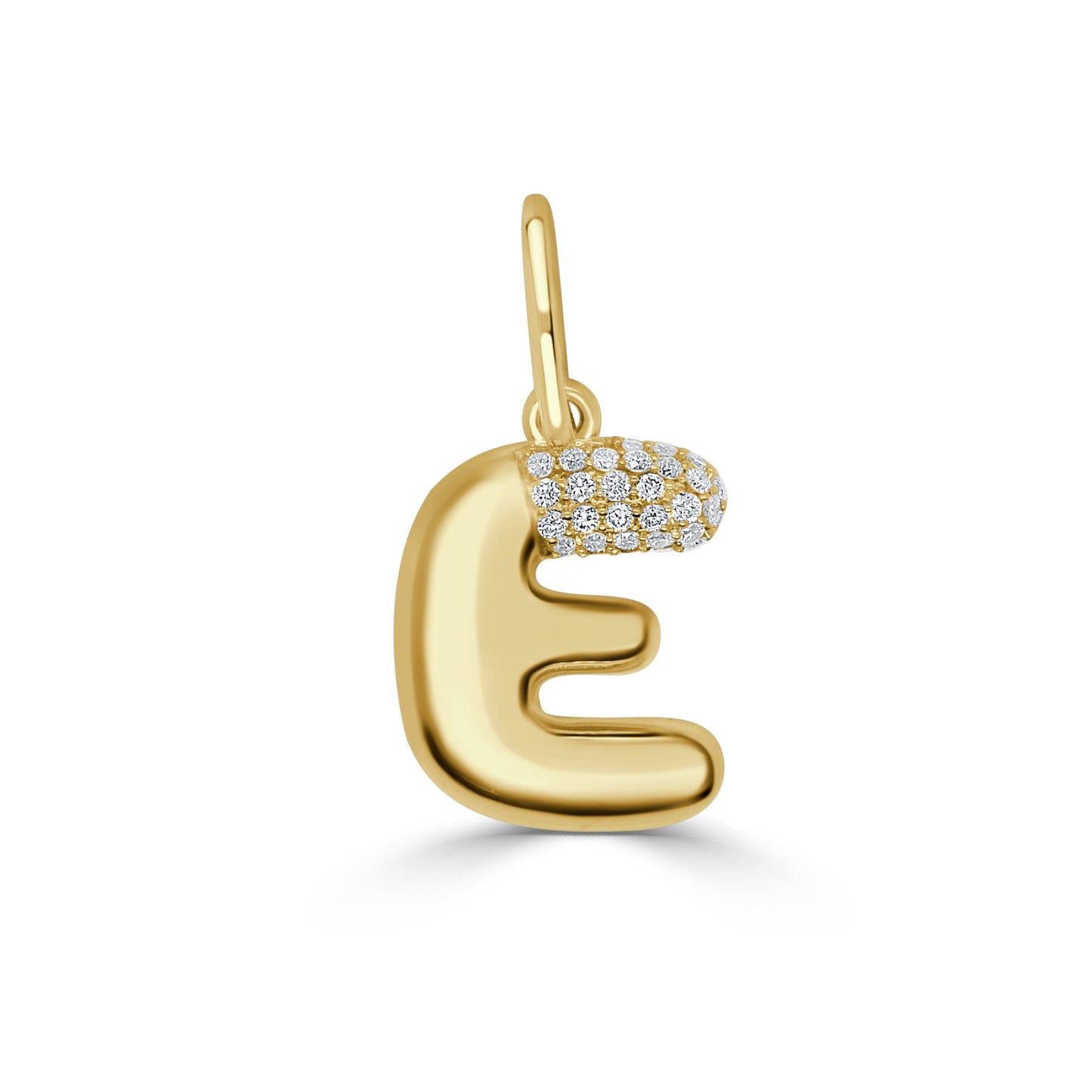 14K Gold & Diamond Asymmetric Bubble Initial Charm - 0.11ct