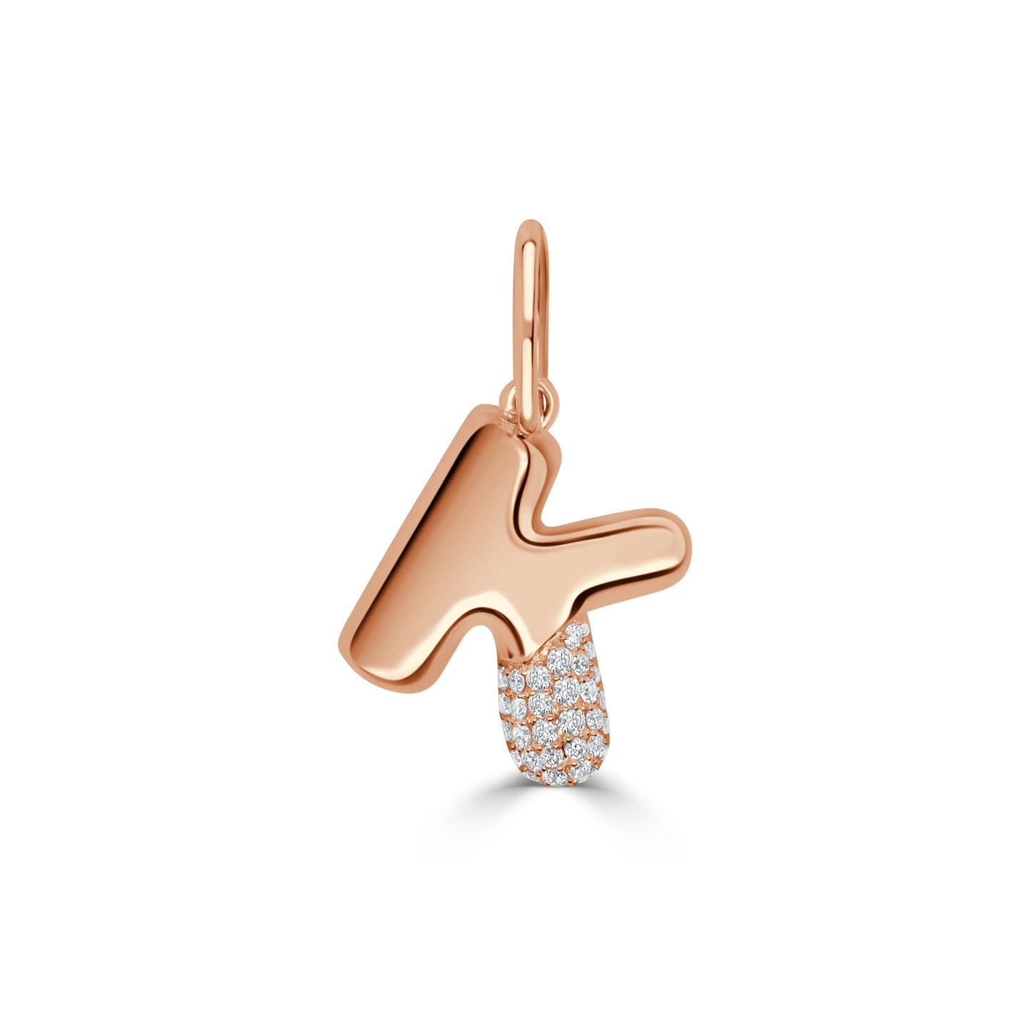 14K Gold & Diamond Asymmetric Bubble Initial Charm - 0.11ct