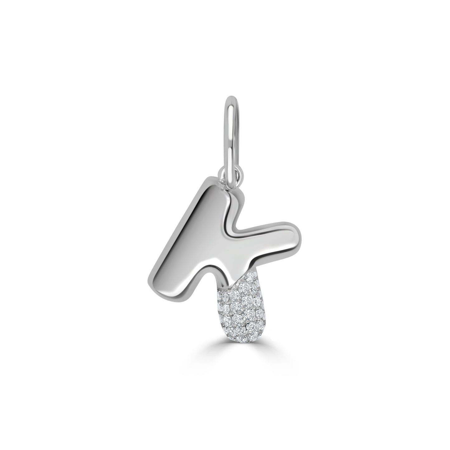 14K Gold & Diamond Asymmetric Bubble Initial Charm - 0.11ct