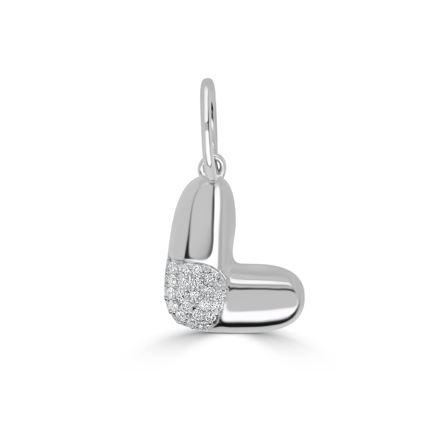 14K Gold & Diamond Asymmetric Bubble Initial Charm - 0.11ct