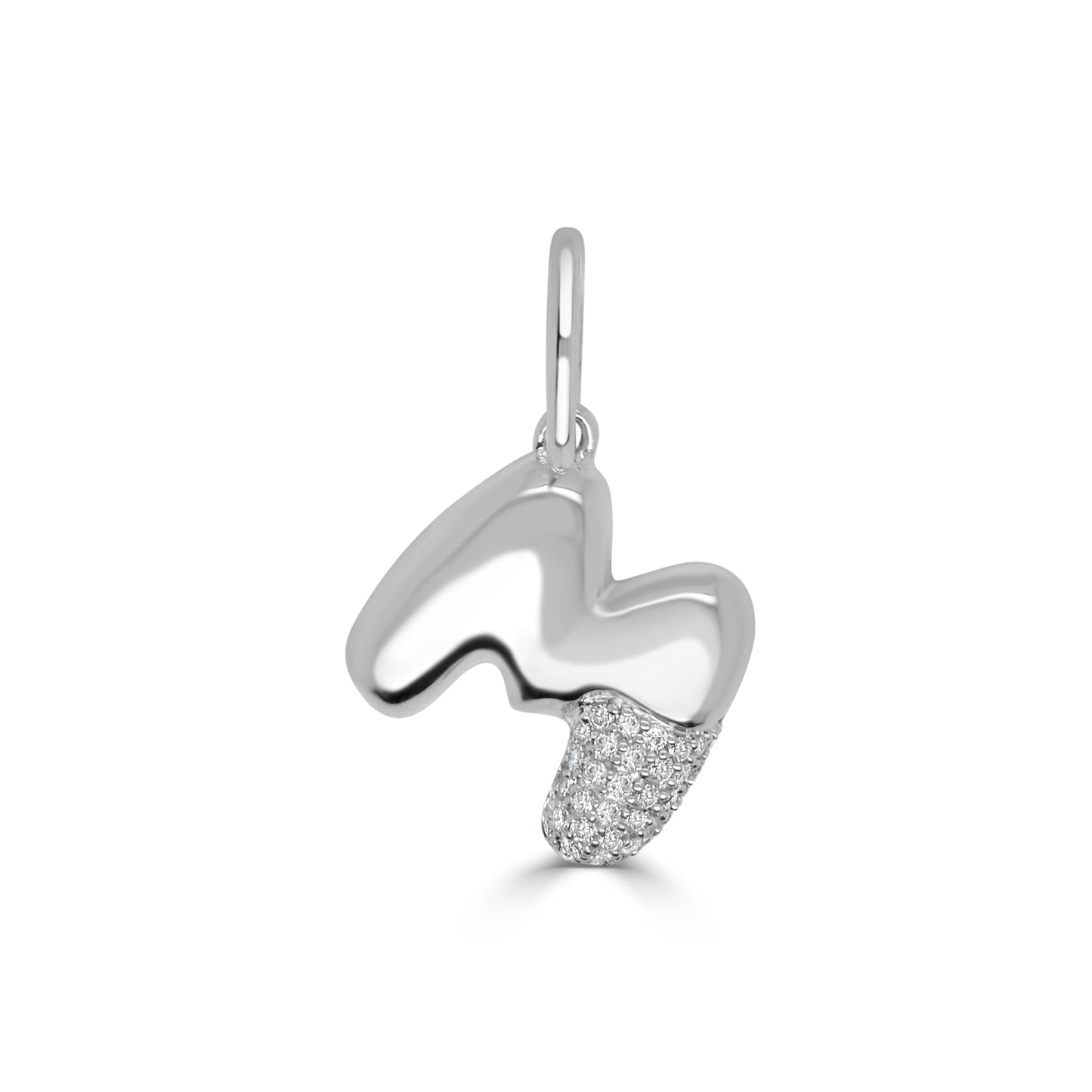 14K Gold & Diamond Asymmetric Bubble Initial Charm - 0.10ct